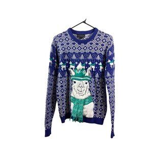 Blizzard Bay Llama Blue & White Christmas Sweater